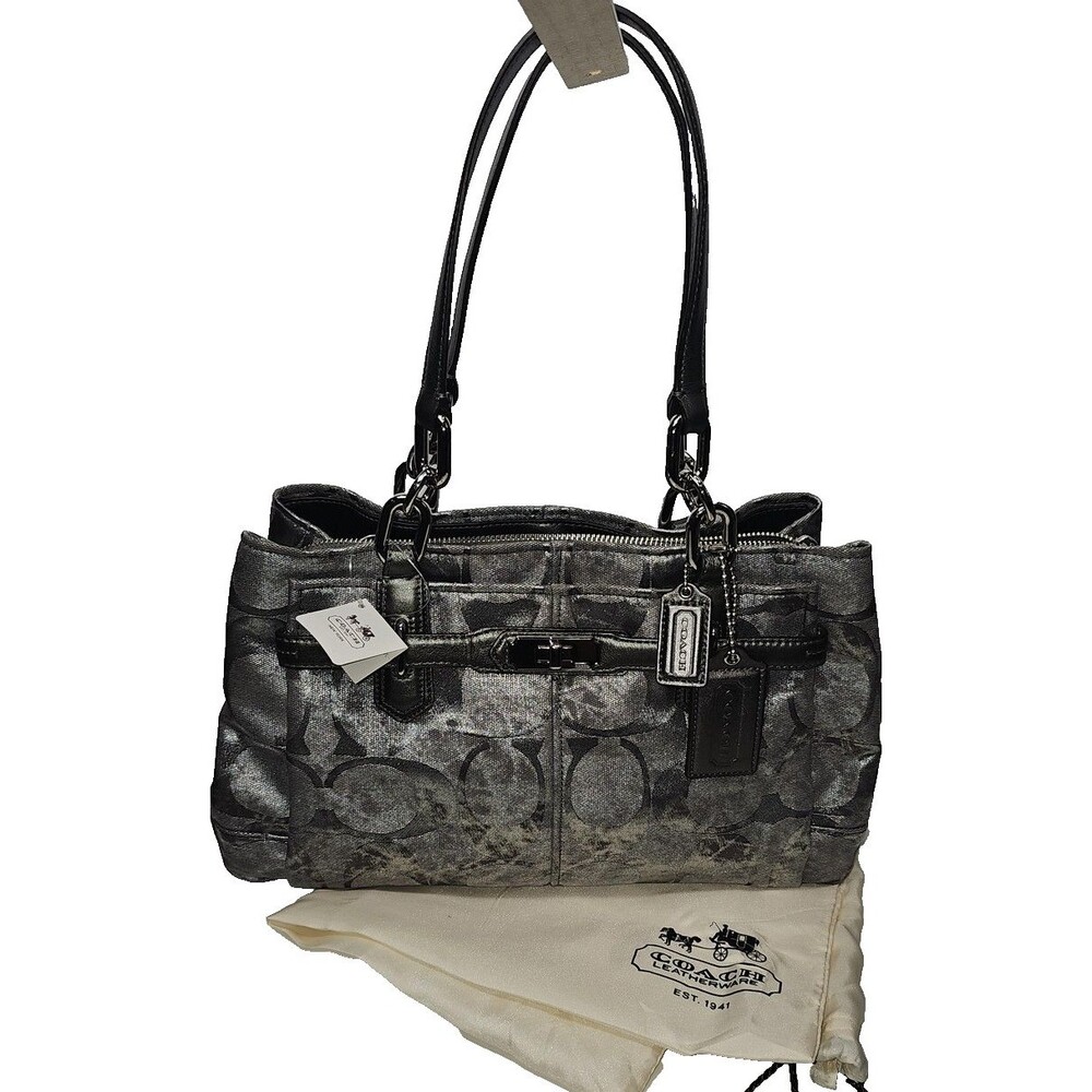 NEW Coach Chelsea Silver Patina Signature Jayden Gunmetal Shoulder Handbag 18687
